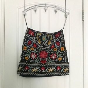 Floral embroidered mini skirt